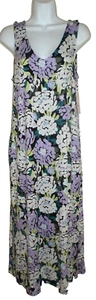 New Womens Small 4-6 Floral Midi Chemise Joyspun Nightgown Pockets - Picture 1 of 2
