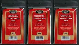 150 Cardboard Gold Perfect Fit Sleeves for Top-Load 3x4 from 20-60 Pt Bag - Picture 1 of 1