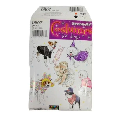 Simplicity 0607 Costumes For Dogs Sewing Pattern One Size Wizard Princess Cowboy - Image 1 of 4