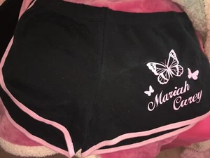 Rare Mariah Carey Concert Black Shorts Pink Butterfly NeW! Size L - Picture 1 of 4