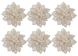 Flower Design Soft Leather Table Placemats, Set of 6 Gold AU - Picture 1 of 5