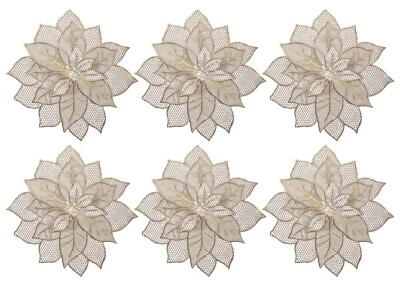 Flower Design Soft Leather Table Placemats, Set of 6 Gold AU - Image 1 of 4