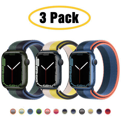 3 PACK Nylon Sport Loop Band Strap For Apple Watch 8 7 6 5 4 SE 42/40/44/41/45mm • 8.75€