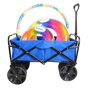 Folding Wagon Garden Shopping Beach Cart (Blue) - Picture 1 of 12