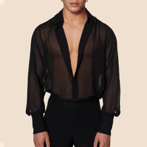 Summer Thin and Transparent Men's Shirt Breathable Casual Top Performance Suit - Picture 1 of 5