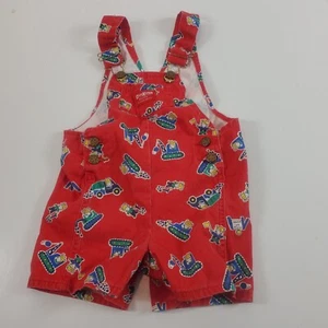 Vintage Oshkosh Overall Vestbak Mice Construction Red Shortalls 4T - Picture 1 of 6