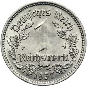 German Empire - 3. Third Reich - Jeager 354 - Coin 1 Reichsmark 1937 A - Nickel - Picture 1 of 2