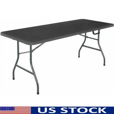 Mesa plegable central plegable de 6 pies de resina resistente impermeable ideal para eventos y picnics Foto 1 de 4