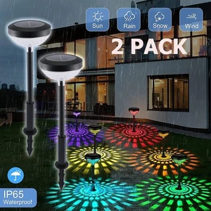 2Pack Outdoor Solar Garden Lights RGB LED Waterproof Landscape Lawn Pathway Lamp - Picture 1 of 18