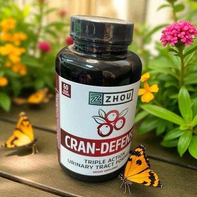 Zhou Cran-Defense D 60 Cápsulas Triple Acción Soporte del Tracto Urinario Vegano Exp 0525 Foto 1 de 4