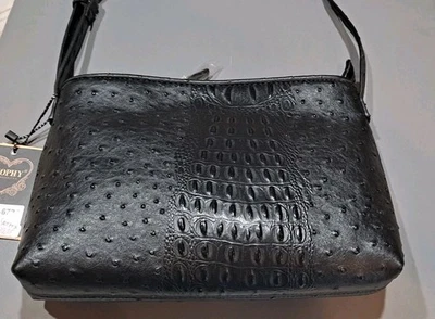 Diophy IN STYLE HANDBAG NEW BLACK FAUX GATOR Purse Handbag WITH SHOULDER STRAP - Image 1 of 4