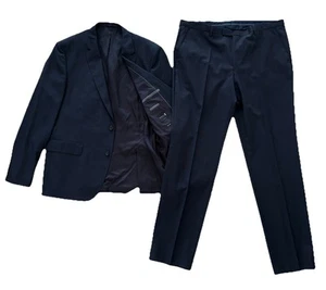 Men's Hugo Boss Guabello Super 120 Virgin Wool Navy Blue Suit Size 44R 46R - Picture 1 of 22
