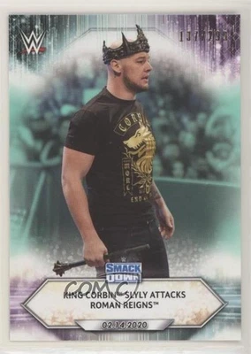 2021 Topps WWE SmackDown Aqua /299 King Corbin Slyly Attacks Roman Reigns #18 - Image 1 of 2
