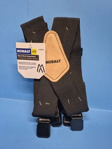 Kobalt Black Suspenders Mens Heavy Duty Strong Clips Adjustable X-Back Work - Picture 1 of 4