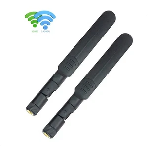 Antenne double bande 2,4 et 5 GHz par exemple Wi-Fi 5/6 16cm pliable SMA mâle noir 50Ω - Photo 1/5