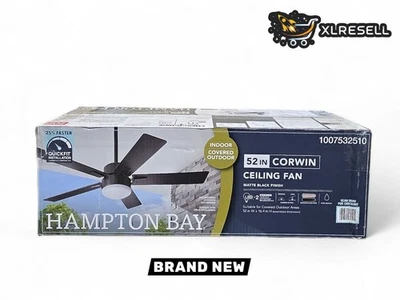 Hampton Bay 52 in. Corwin Indoor/Outdoor Matte Black LED Ceiling Fan with Light - Image 1 of 4