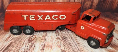 Camión y remolque Buddy L 24" Texaco de acero prensado rojo vintage años 50 Foto 1 de 4