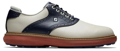 FootJoy Traditions Spikeless Golf Shoes CLOSE-OUTS - Cream/Navy 57925 - Image 1 of 4