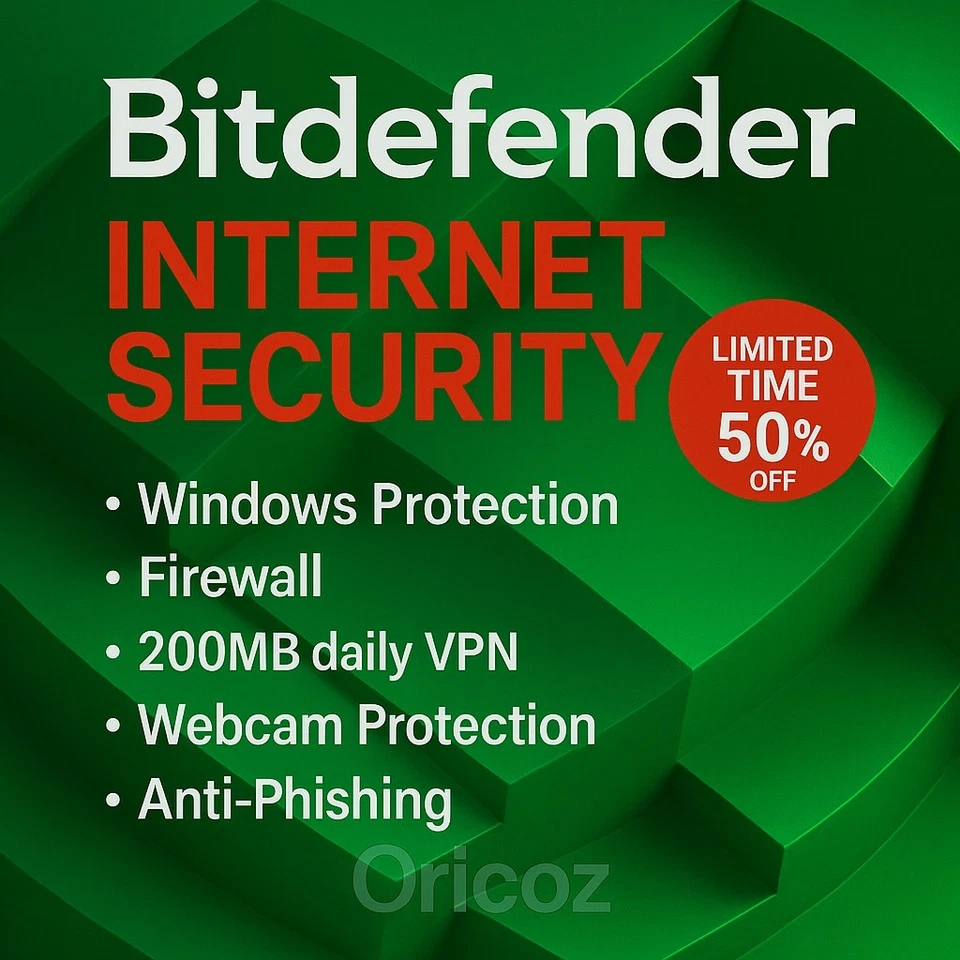 Bitdefender Internet Security - 1 Year For 1 Windows PC + Daily VPN - Image 1 of 1