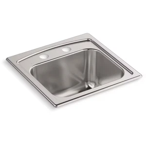 KOHLER Toccata 15-in x 15-in Stainless steel 2-Hole Drop-in Residential Bar Sink - Picture 1 of 2