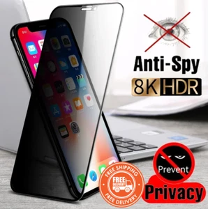 Full Coverage Privacy Screen Protector 8K Anti-Spy Glass for iPhone - Picture 1 of 6