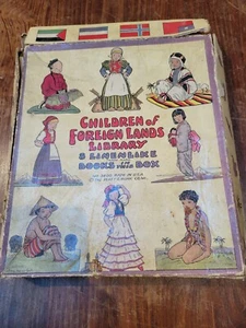 Vintage Book Children Of Forgein Lands Library 8 Linenlike Books No 3400 - Picture 1 of 5