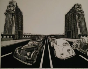 Bruce McCOMBS "Lorain Carnegie Bridge" Original Etching 11/200 Pencil Signed - Picture 1 of 9