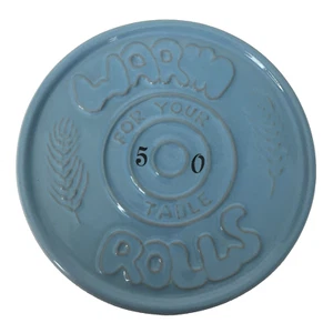 Rare Blue Frankoma Pottery Bun Warmer Round Tile Warm Rolls For Your Table 250 - Picture 1 of 3