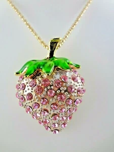 New Fashion Large Pink Crystal Strawberry Pin / Pendant - Picture 1 of 6