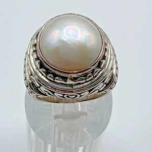 SARDA Sterling Silver and Pearl Balinese Ring - Size 7 - Picture 1 of 6