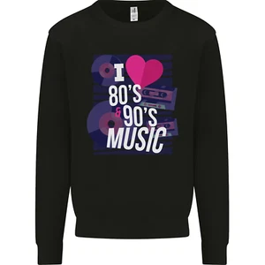 I Love 80s 90s Music Pop Rock Acid House Kids Sweatshirt Jumper - Picture 1 of 12