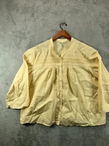 J Jill Top Womens XLT Tall Shirts Yellow Pintuck Mandarin Button Up Long Sleeve - Picture 1 of 8
