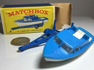 Matchbox Lesney #09  Cabin Cruiser and Trailer, Original Box, between 60s/70s - Immagine 1 di 4
