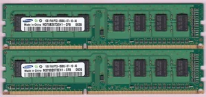 2GB 2x1GB PC3-8500 Samsung DDR3-1066 M378B2873EH1-CF8 Desktop Ram Memory Kit - Picture 1 of 3