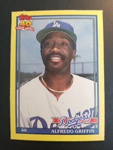 Alfredo Griffin Los Angeles Dodger 1991 Topps Box Bottom #G Baseballkarte (A) - Bild 1 von 2