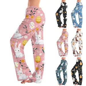 Women's Easter Egg Printed Casual Straight Pants Home Casual Pants - Picture 1 of 30