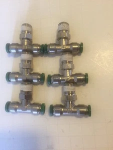 Parker 1/4" Tube x 1/4” NPT Swivel Branch Tee 6 Pack Parker W172PLP-4-4 - Picture 1 of 1
