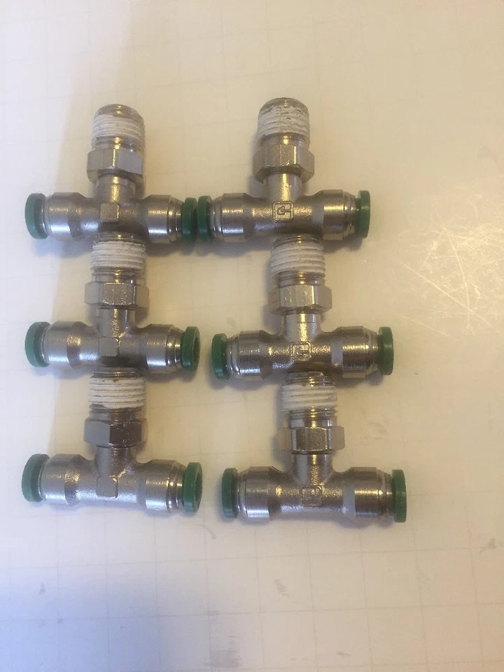 Parker 1/4" Tube x  1/4”MNPT Swivel Branch Tee 6 Pack W172PLP-4-4 - Image 1 of 1