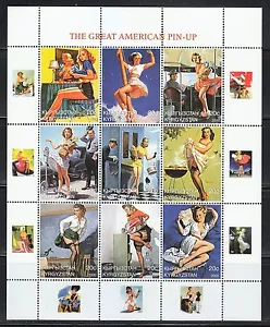 Souvenir sheet of 9 MNH stamps 2000 The Great American Pin-up girls ** - Picture 1 of 1