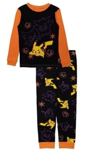 Pokemon Halloween Pajamas Shirt Pants Set Boys 6 8 10 12 Pikachu Gengar Cotton - Picture 1 of 3
