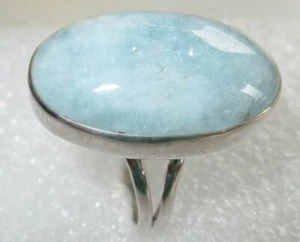 RARITÄT echter NATUR Aquamarin RING Gr18 925 Silber blauer Beryll RIESIG 26x18 - Bild 1 von 3