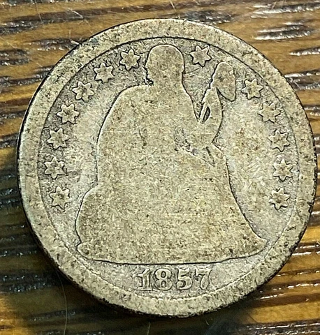 1857 Seated Liberty Dime Nice Original G- SAFERSHIP CHN Cover
