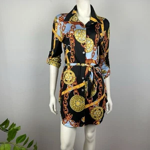 CBR Chic Boutique Rose Size M 12 Shirt Dress Collar Button Up Long Sleeve Belt - Bild 1 von 13