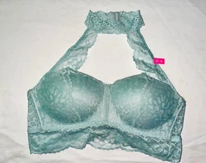 PINK/ VS/ VICTORIA’S SECRET: Lace Halter Style  Push- Up Padded Bra Mint Green M - Picture 1 of 4
