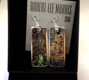 Robert Lee Morris Abalone Silver Tone Dangle Earrings NWT
