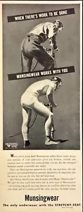 1943 Munsingwear Men's Undewear Man Using Jack Hammer in Underwear Print Ad - Picture 1 of 6