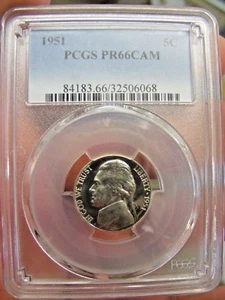 1951 proof cameo jefferson nickel pr-66cam pcgs - Picture 1 of 4