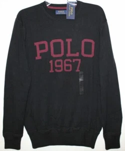 Polo Ralph Lauren Hombres Negro Polo 1967 Letterman Algodón Suéter Nuevo con Etiquetas Talla S - Imagen 1 de 4