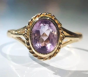 Vintage Ring  , Gold ring ,  1.2 carat ,Size 7 ,9K gold , Amethyst ring - Picture 1 of 8