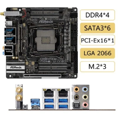For ASROCK X299E-ITX/ac LGA2066 DDR4 3×M.2 6×SATA III Mini-ITX Motherboard - Image 1 of 4